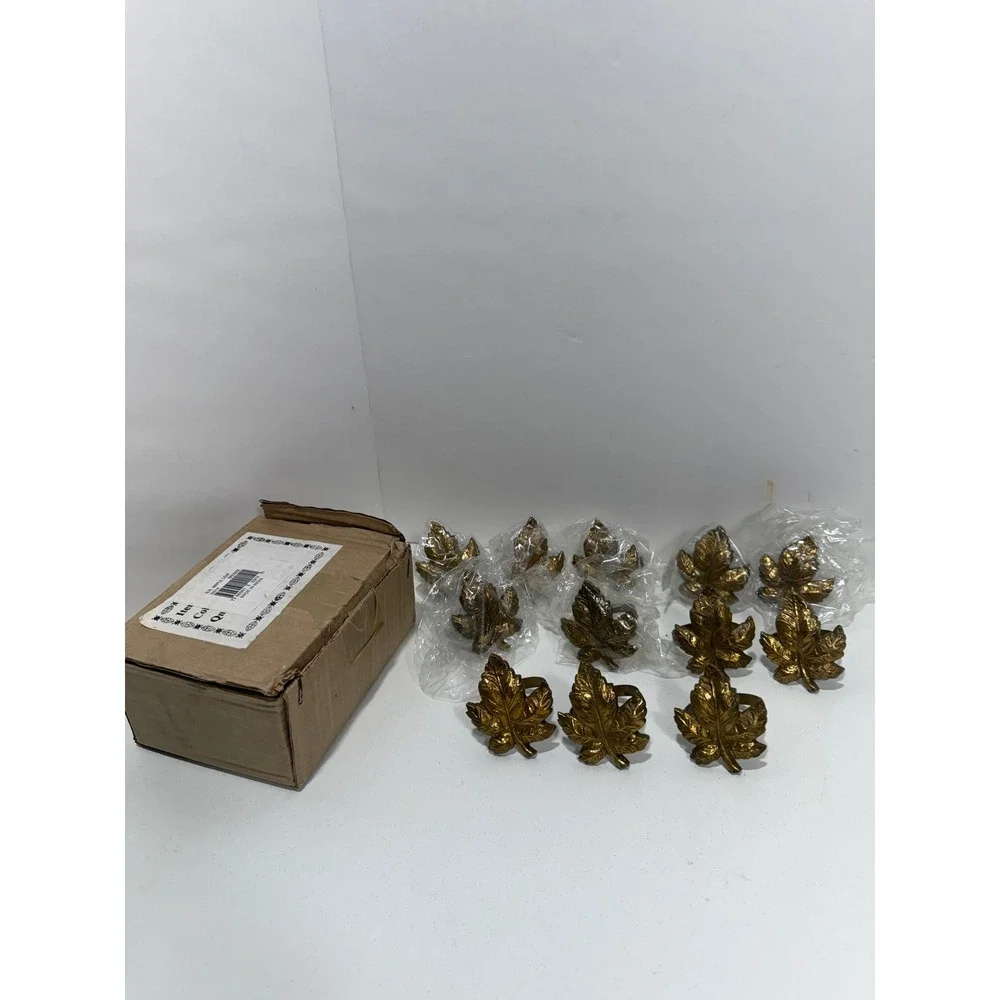 Maple Leaf Napkin Rings Set of 12 Autumn Fall Thanksgiving Decor gold‎ color